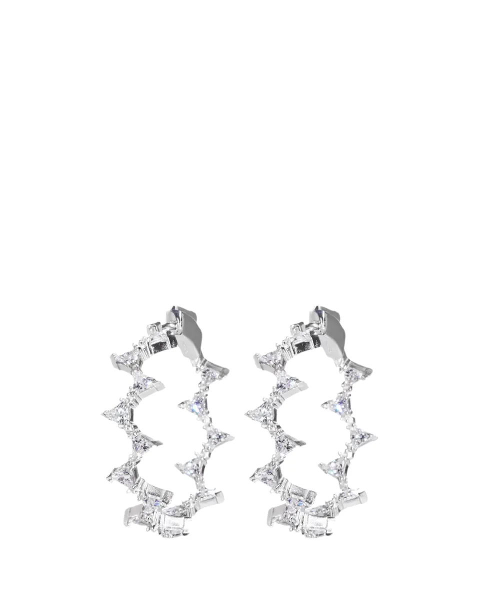 Nickho Rey Ahn Rhodium Vermeil Cubic Zirconia Hoop Earrings | Thumbnail 2