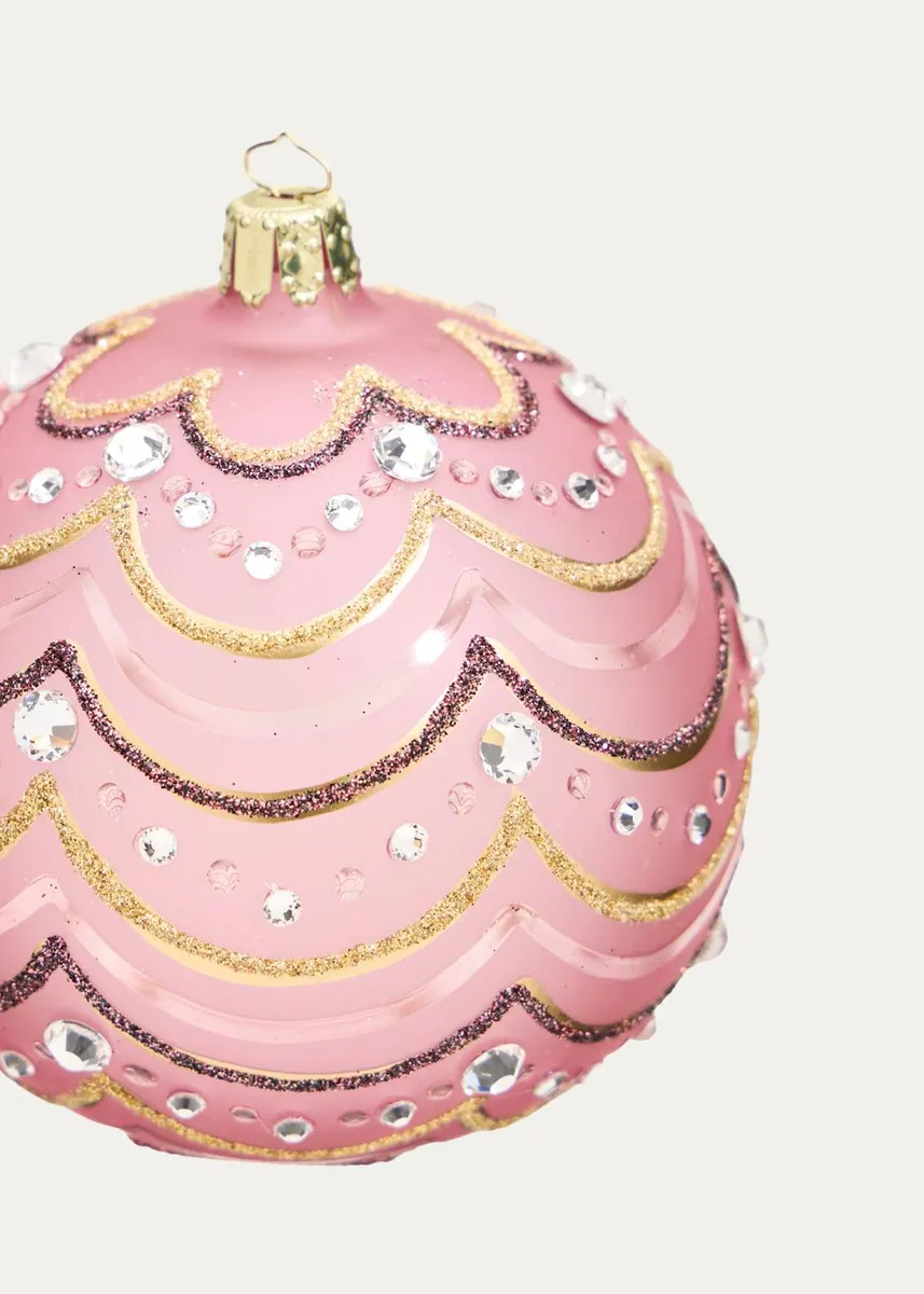 Bergdorf Goodman Glitter Scallops on Pink Ball Christmas Ornament | Thumbnail 2 Bergdorf Goodman Glitter Scallops on Pink Ball Christmas Ornament | Thumbnail 2