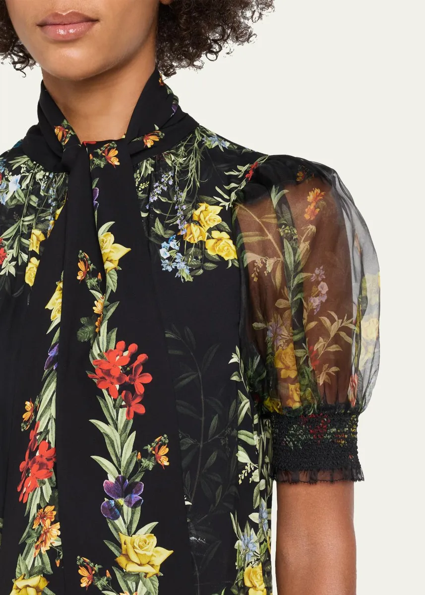 Alice + Olivia Brentley Tie-Neck Floral Blouse | Thumbnail 5