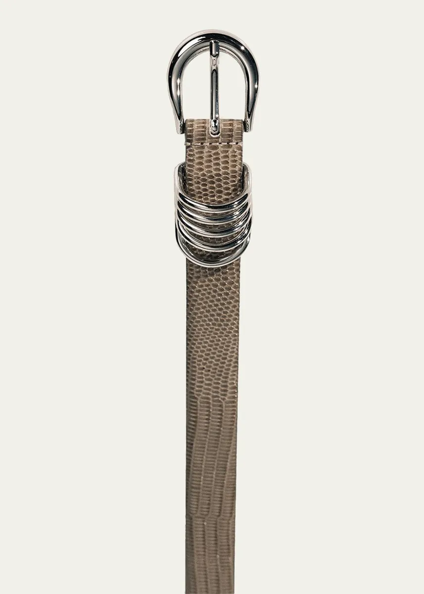 Déhanche Hollyhock Lizard-Embossed Leather Belt | Thumbnail 2