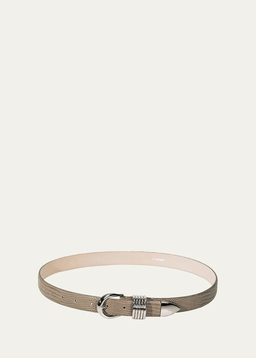 Déhanche Hollyhock Lizard-Embossed Leather Belt | Thumbnail 3