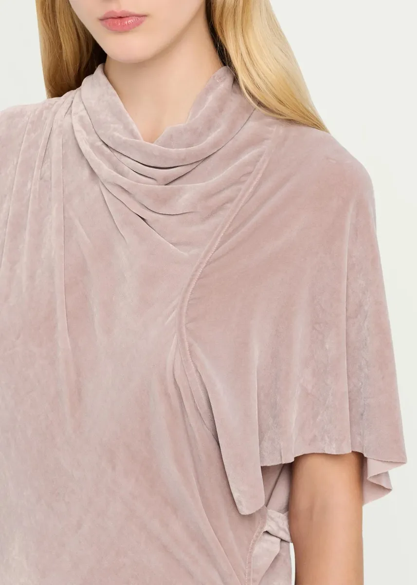 Rick Owens Seb Draped Velvet Asymmetric Short-Sleeve Midi Dress | Thumbnail 5 Rick Owens Seb Draped Velvet Asymmetric Short-Sleeve Midi Dress | Thumbnail 5