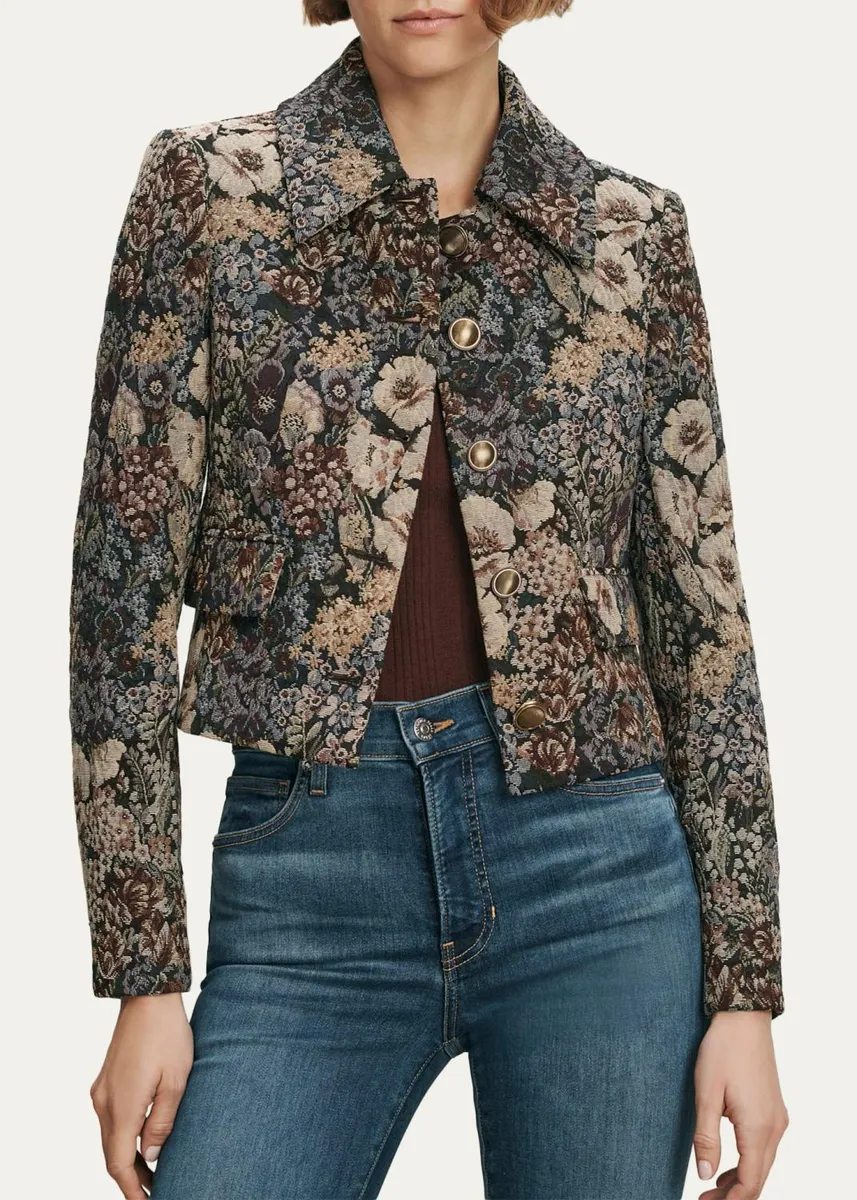 Veronica Beard Mabel Floral Tapestry Brocade Cropped Jacket | Thumbnail 4 Veronica Beard Mabel Floral Tapestry Brocade Cropped Jacket | Thumbnail 4