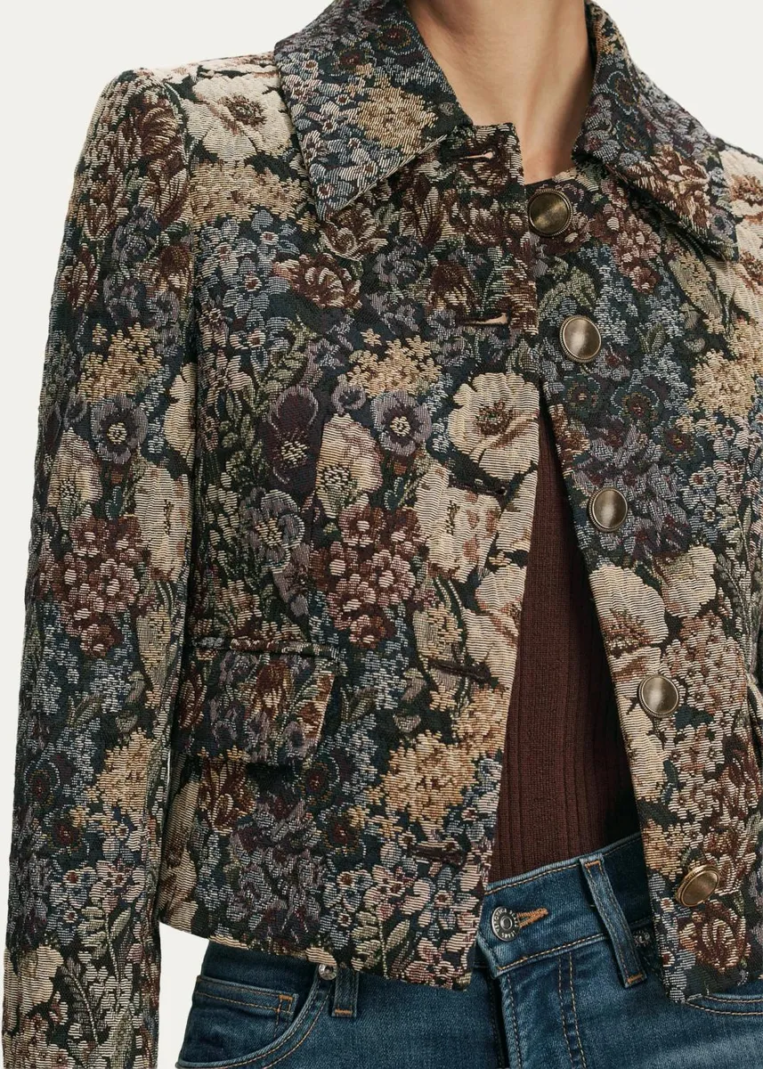 Veronica Beard Mabel Floral Tapestry Brocade Cropped Jacket | Thumbnail 5 Veronica Beard Mabel Floral Tapestry Brocade Cropped Jacket | Thumbnail 5