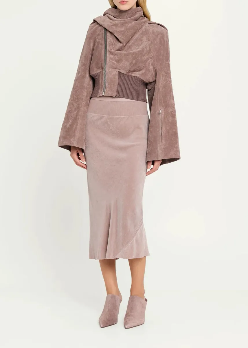 Rick Owens Suede Scarf Cropped Flight Jacket | Thumbnail 2 Rick Owens Suede Scarf Cropped Flight Jacket | Thumbnail 2