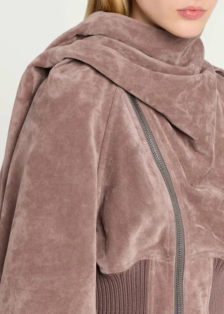 Rick Owens Suede Scarf Cropped Flight Jacket | Thumbnail 5 Rick Owens Suede Scarf Cropped Flight Jacket | Thumbnail 5