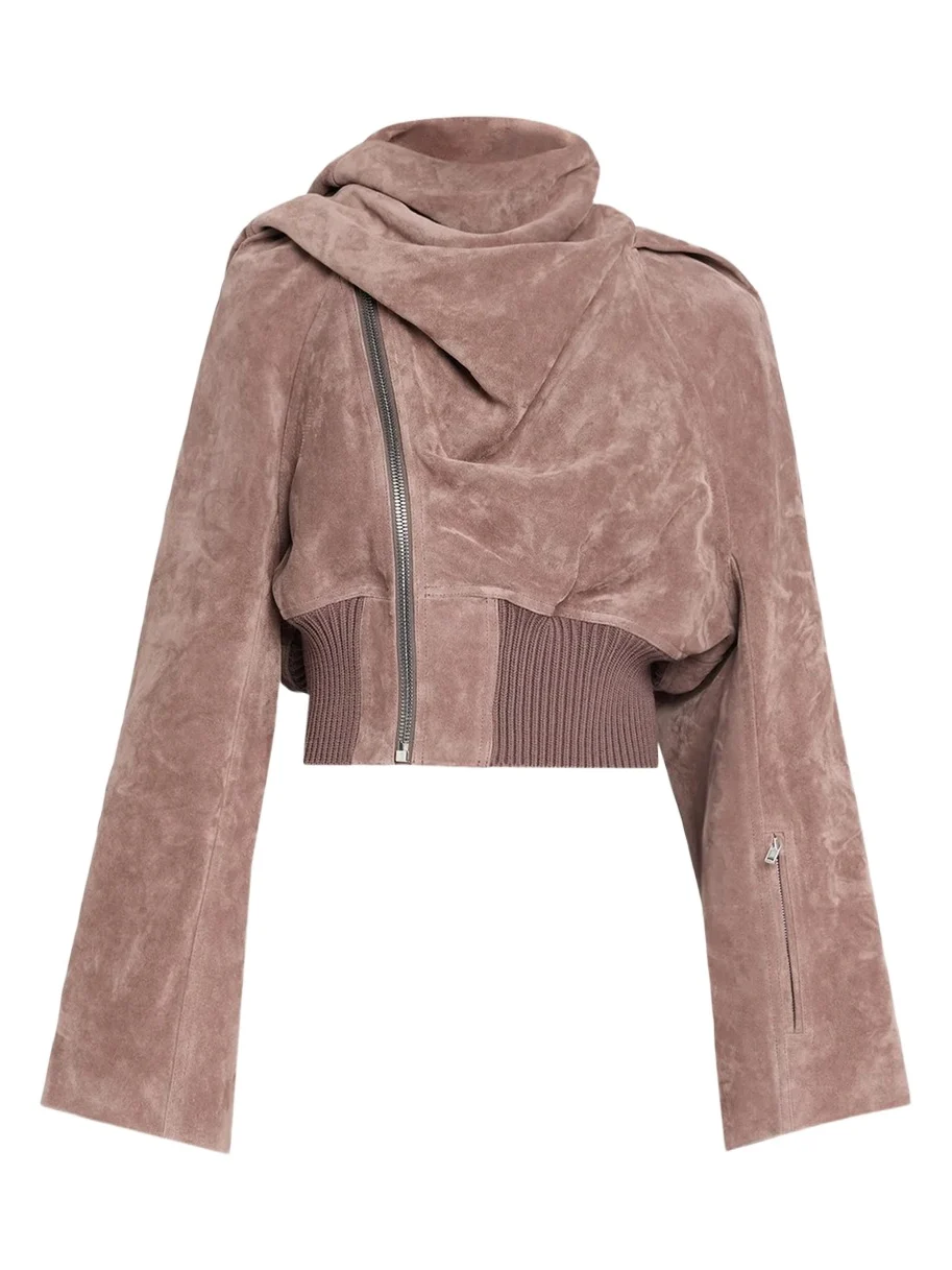 Suede Scarf Cropped Flight Jacket Suede Scarf Cropped Flight Jacket