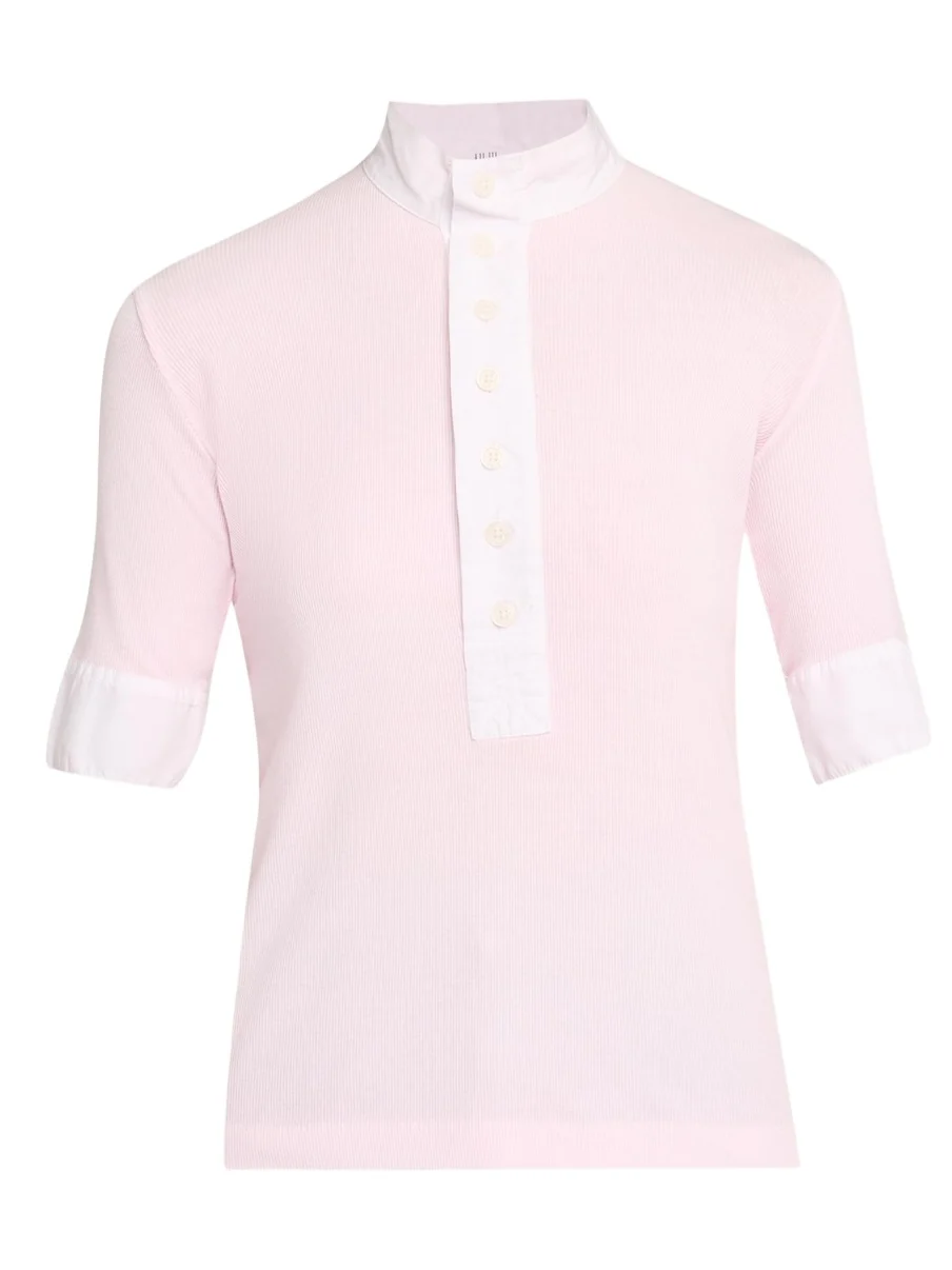 ALL THREE Maria Ribbed Henley Shirt