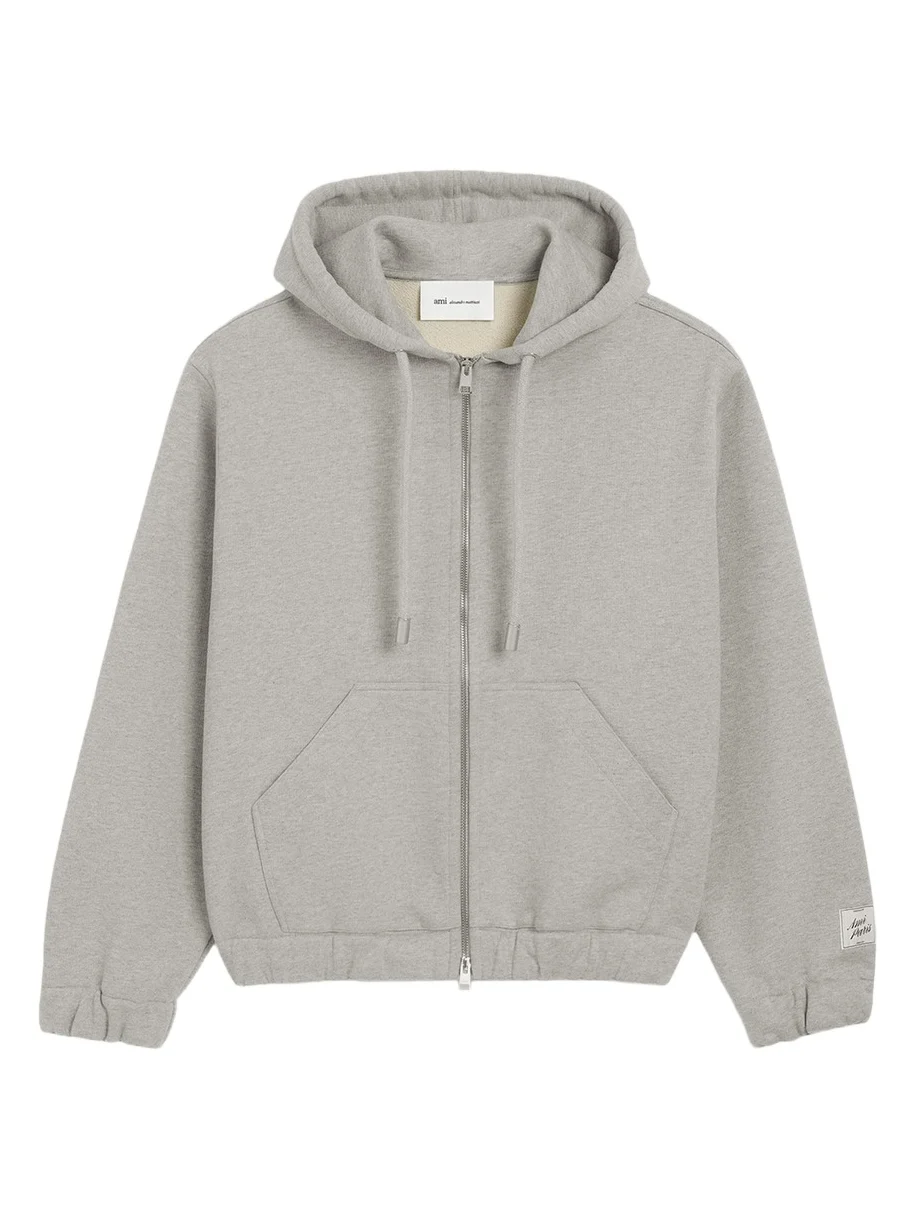 AMI PARIS Men's Heavyweight Cotton Zip Hoodie