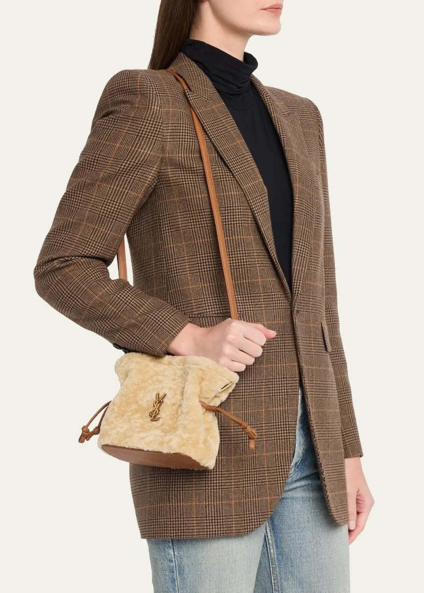 Saint Laurent Jamie Mini YSL Shearling & Leather Shoulder Bag | Thumbnail 2