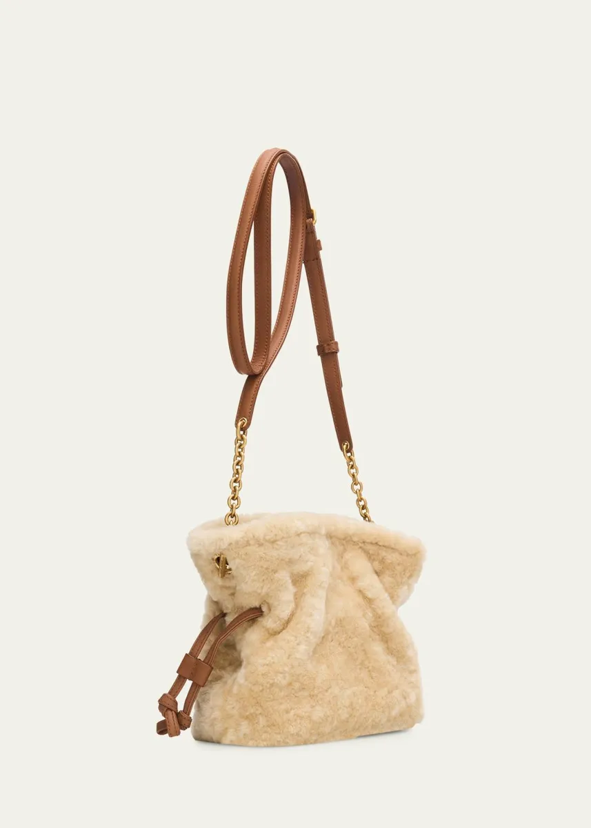 Saint Laurent Jamie Mini YSL Shearling & Leather Shoulder Bag | Thumbnail 3