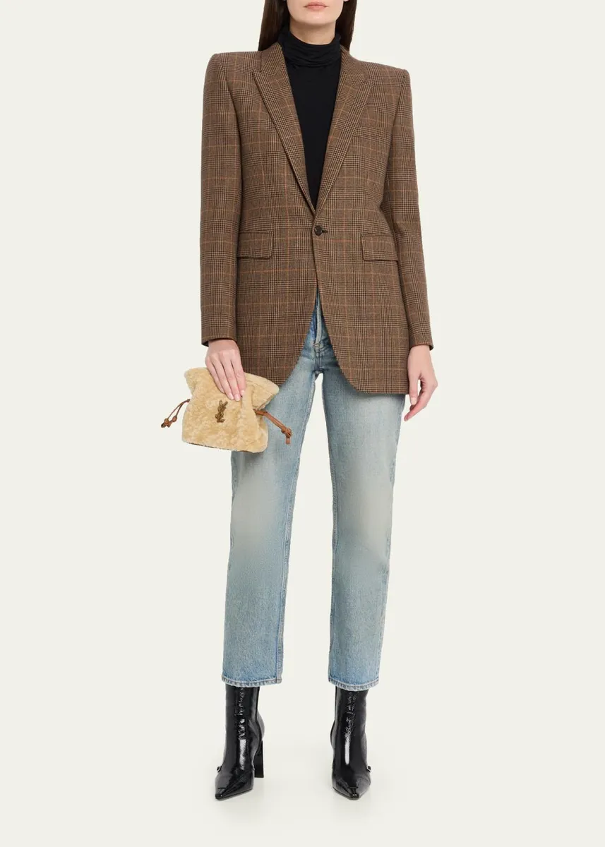 Saint Laurent Jamie Mini YSL Shearling & Leather Shoulder Bag | Thumbnail 5