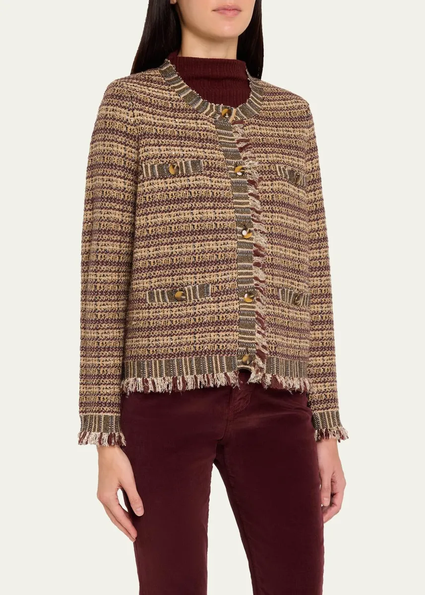 Veronica Beard Sariyah Striped Wool-Blend Knit Jacket | Thumbnail 4 Veronica Beard Sariyah Striped Wool-Blend Knit Jacket | Thumbnail 4
