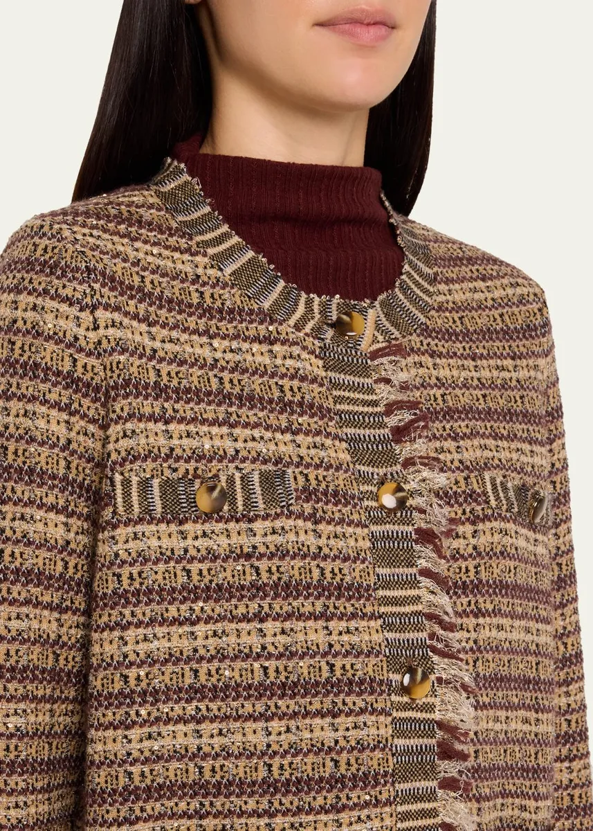 Veronica Beard Sariyah Striped Wool-Blend Knit Jacket | Thumbnail 5 Veronica Beard Sariyah Striped Wool-Blend Knit Jacket | Thumbnail 5