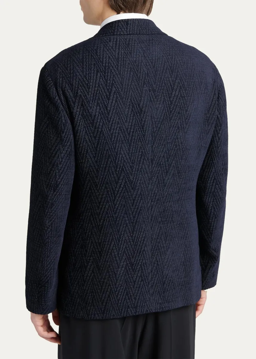 Giorgio Armani Men's Chevron Jacquard Single-Breasted Sport Coat | Thumbnail 3 Giorgio Armani Men's Chevron Jacquard Single-Breasted Sport Coat | Thumbnail 3