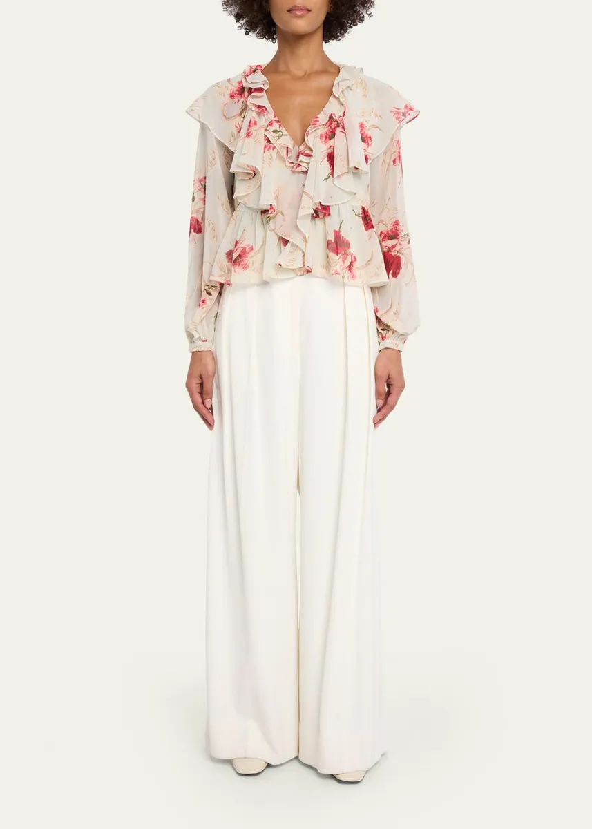 Cinq à Sept Wilted Poppy Ruffle Chiffon Blouse | Thumbnail 2 Cinq à Sept Wilted Poppy Ruffle Chiffon Blouse | Thumbnail 2