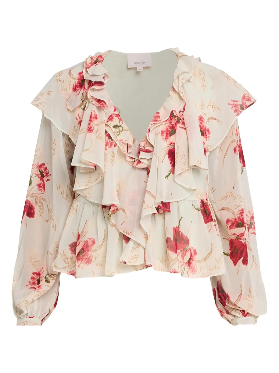 Wilted Poppy Ruffle Chiffon Blouse Wilted Poppy Ruffle Chiffon Blouse