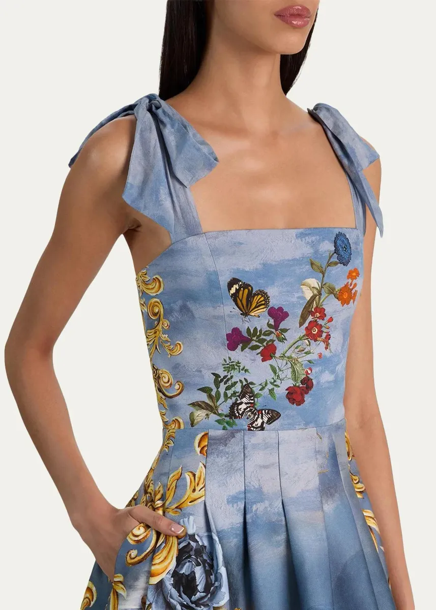 Alice + Olivia Hana Square-Neck Tie-Shoulder Maxi Dress | Thumbnail 5 Alice + Olivia Hana Square-Neck Tie-Shoulder Maxi Dress | Thumbnail 5