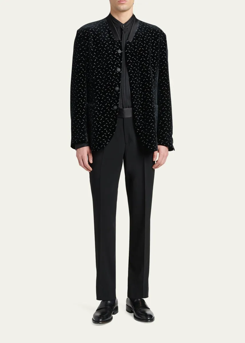 Giorgio Armani Men's Stamped Silk-Blend Velvet Blazer | Thumbnail 2