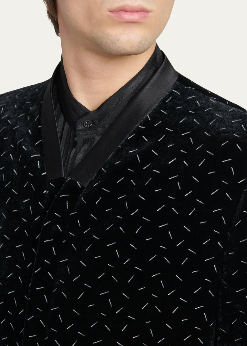 Giorgio Armani Men's Stamped Silk-Blend Velvet Blazer | Thumbnail 5