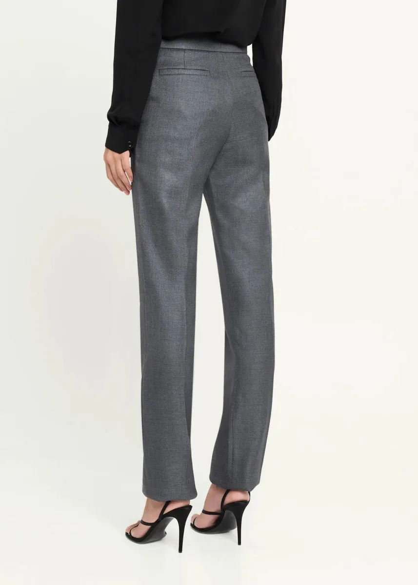 Valentino Garavani High Rise Wool-Silk Straight-Leg Trousers | Thumbnail 3