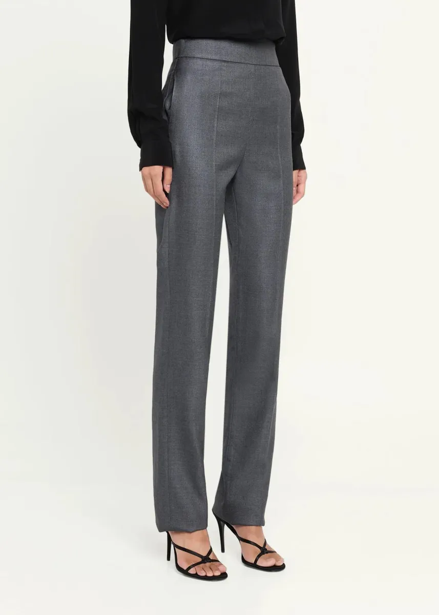 Valentino Garavani High Rise Wool-Silk Straight-Leg Trousers | Thumbnail 4