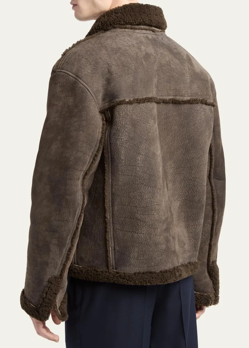 Giorgio Armani Men's Shearling-Trimmed Jacket | Thumbnail 3 Giorgio Armani Men's Shearling-Trimmed Jacket | Thumbnail 3