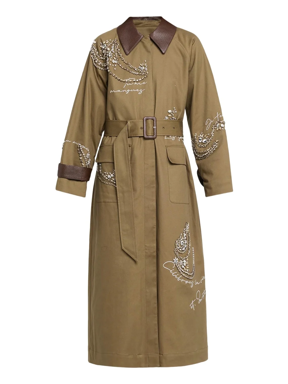 Cinq à Sept Almina Embellished Embroidered Trench Coat