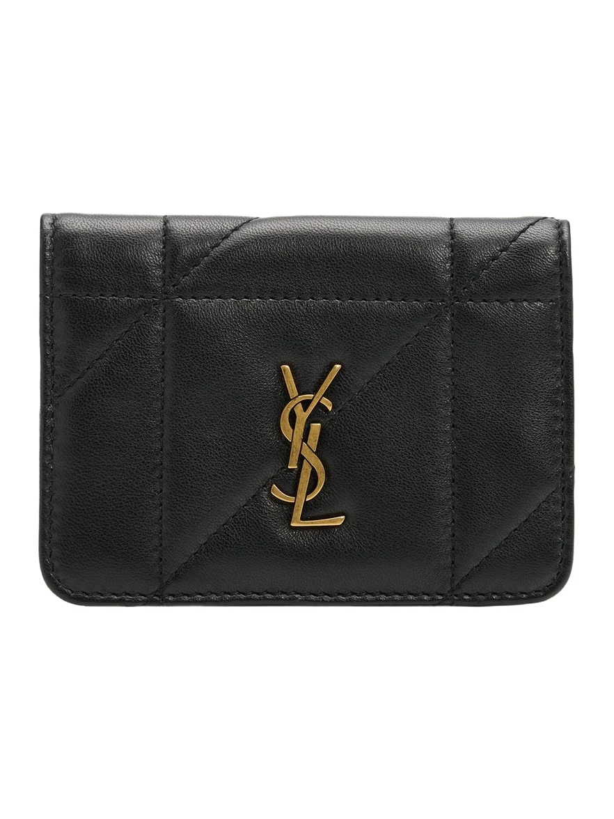 Saint Laurent Quilted Leather YSL Bi-Fold Card Case