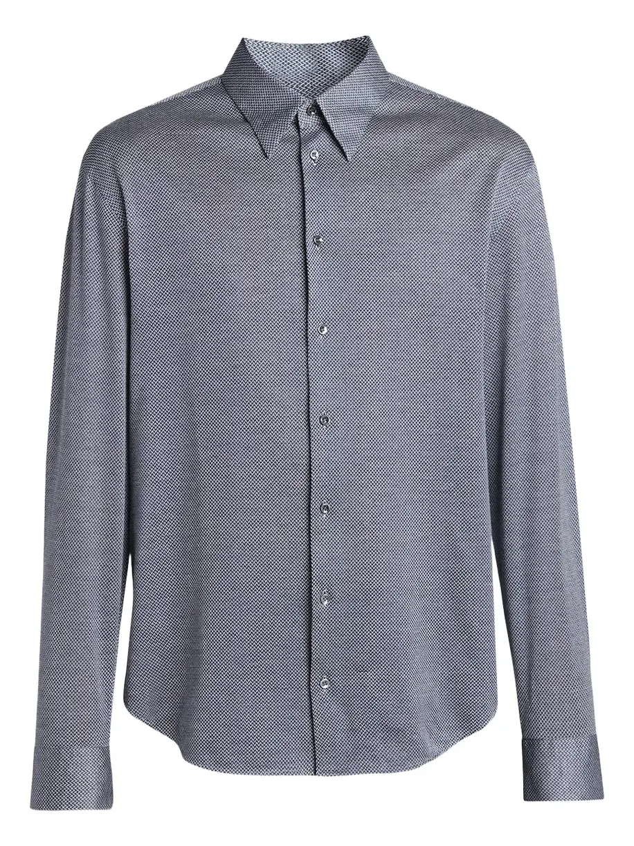 Giorgio Armani Men's Cotton Micro-Geometric Sport Shirt