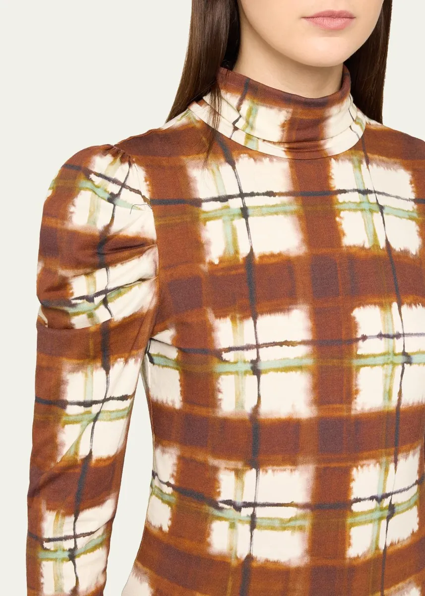 Cara Cara Chira Blurred Plaid Turtleneck Top | Thumbnail 5