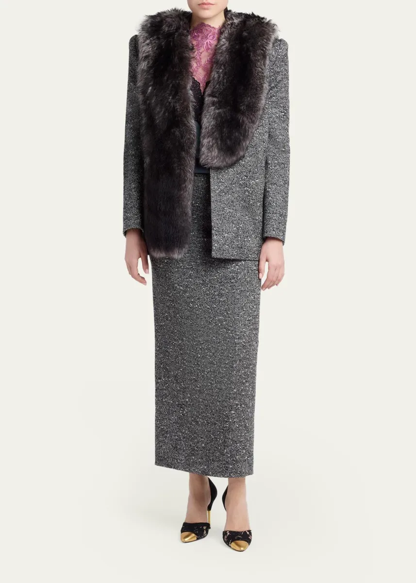 Valentino Garavani Lamb Shearling Wool Herringbone Coat | Thumbnail 2 Valentino Garavani Lamb Shearling Wool Herringbone Coat | Thumbnail 2