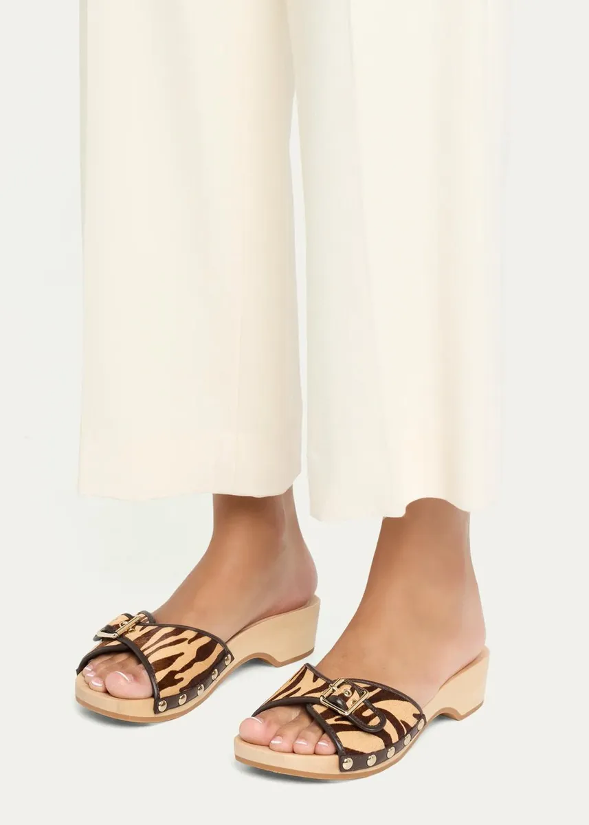 Loeffler Randall Paulie Tiger-Printed Calf Hair Clogs | Thumbnail 2