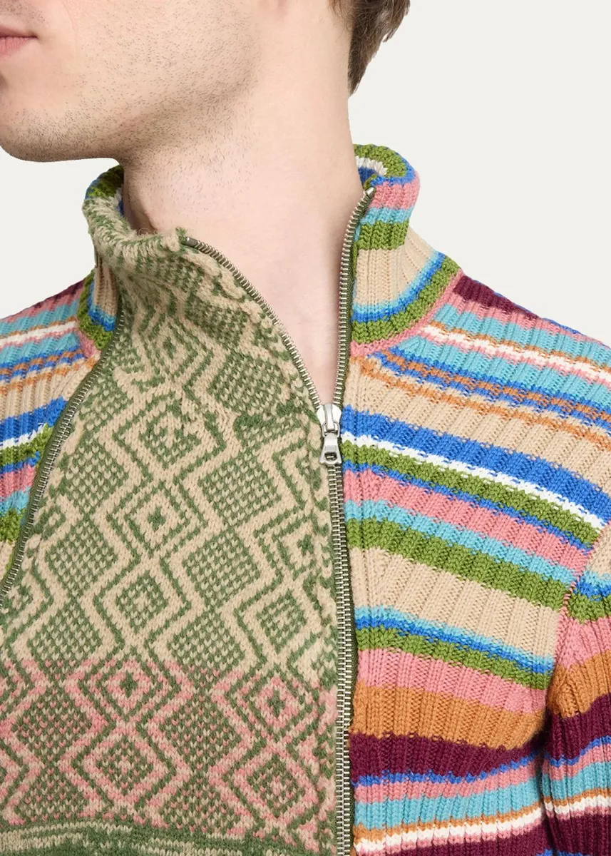 Dries Van Noten Striped Wool Rib-Knit Cardigan | Thumbnail 5 Dries Van Noten Striped Wool Rib-Knit Cardigan | Thumbnail 5