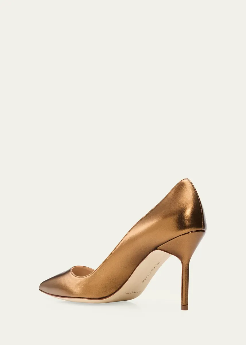 Manolo Blahnik 90mm BB Metallic Leather Pumps | Thumbnail 2