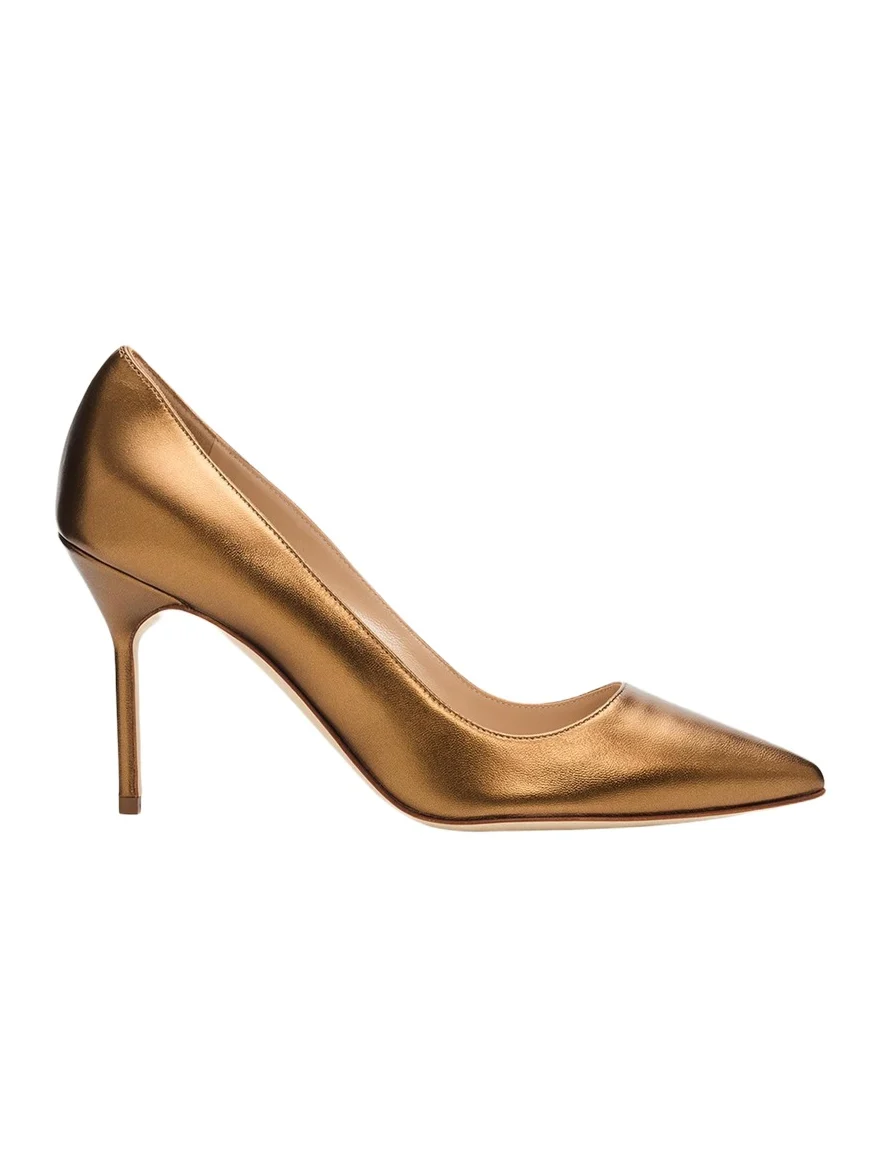 Manolo Blahnik 90mm BB Metallic Leather Pumps