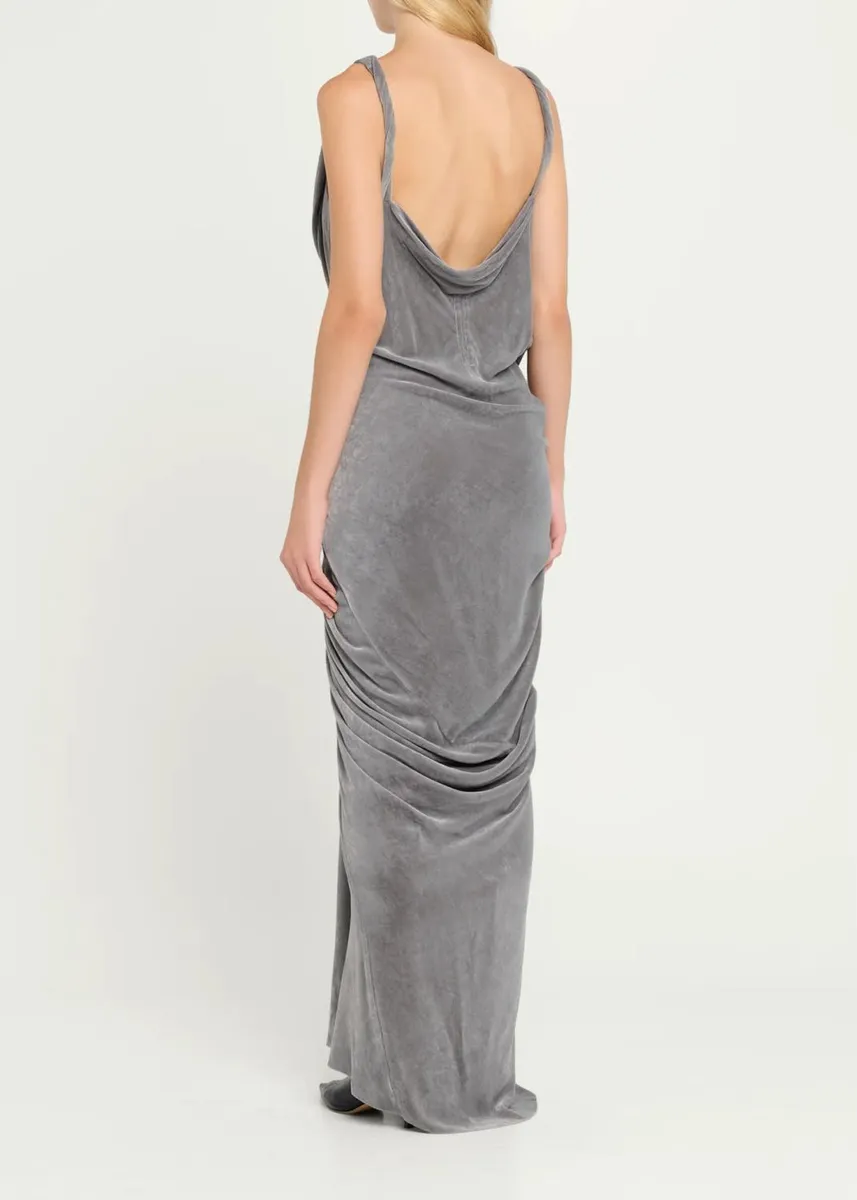 Rick Owens Strutter Drape Velvet Maxi Dress | Thumbnail 3