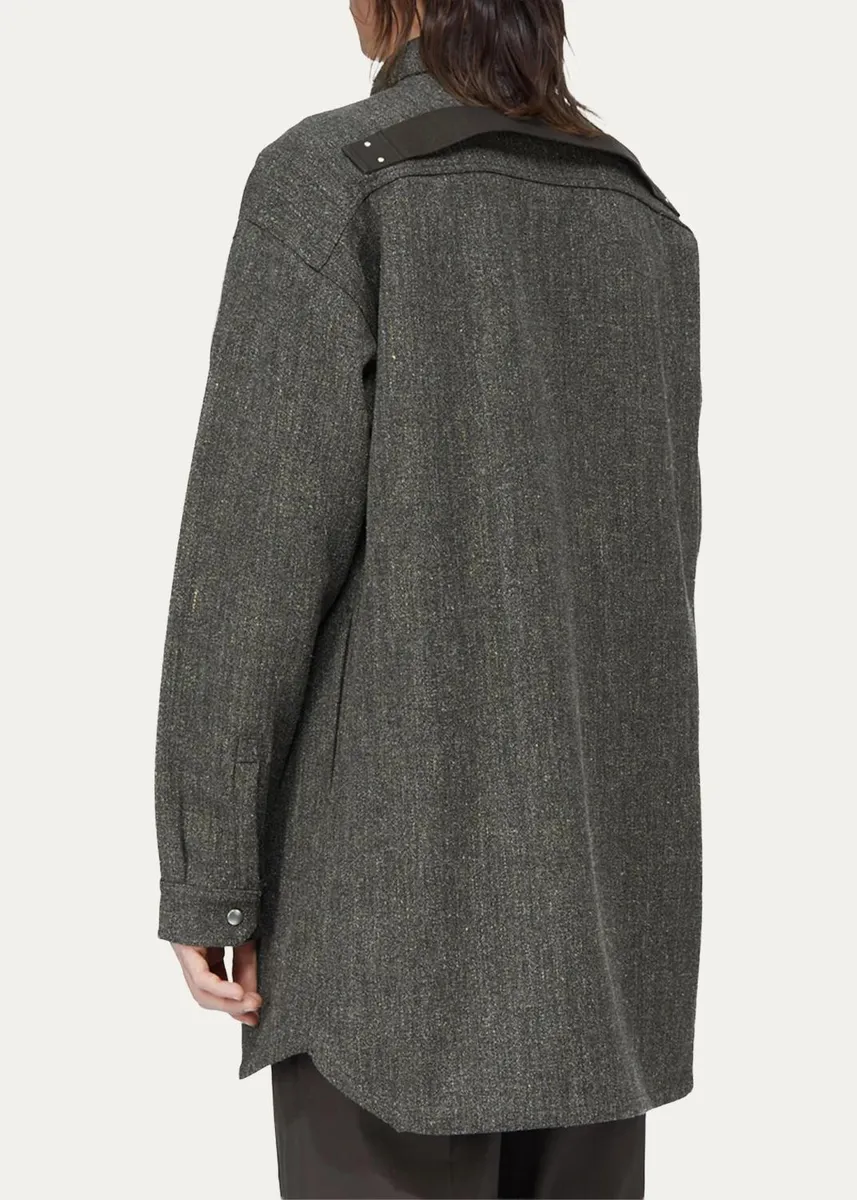 Rick Owens Wool-Blend Tweed Oversized Outershirt | Thumbnail 3 Rick Owens Wool-Blend Tweed Oversized Outershirt | Thumbnail 3