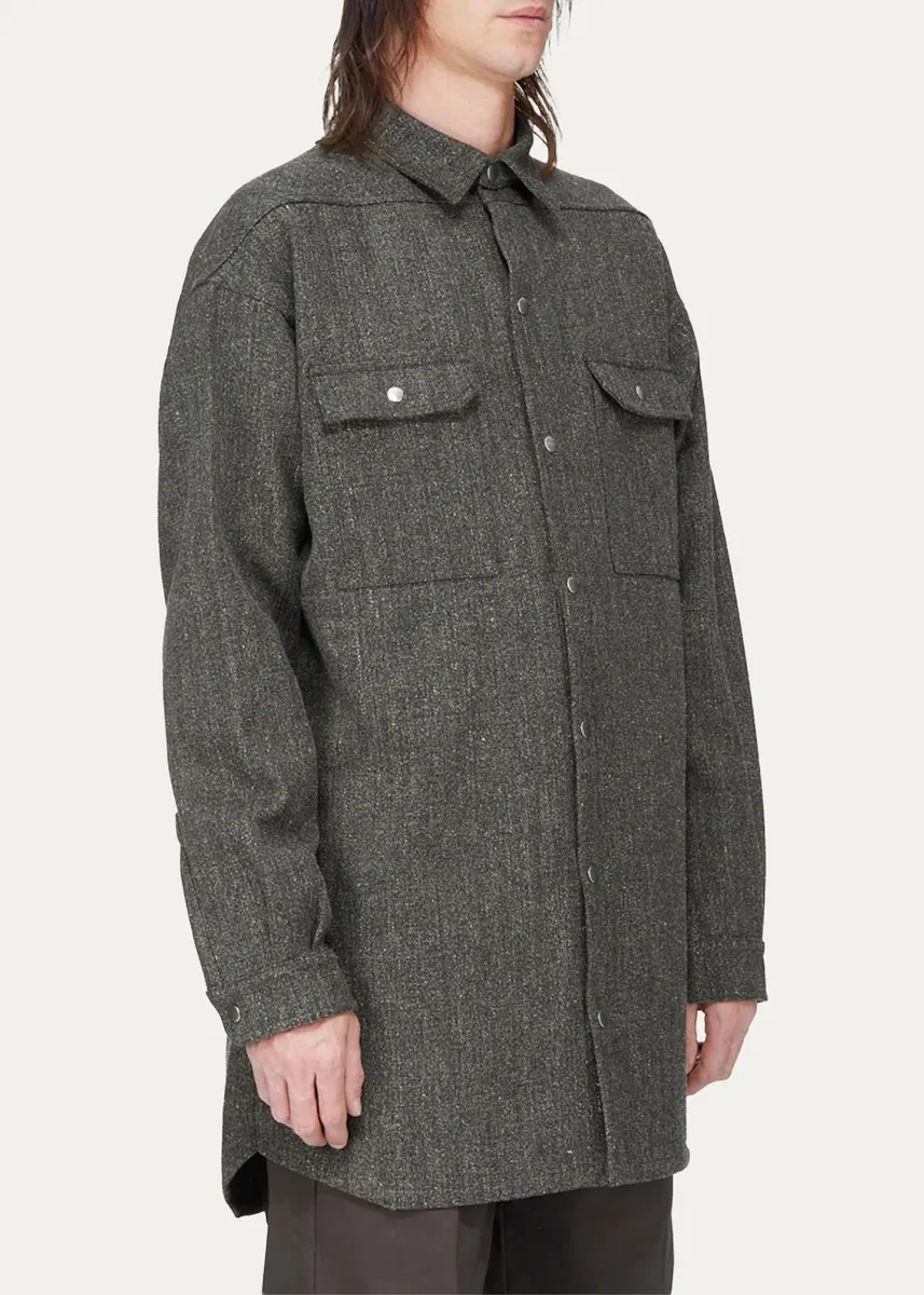 Rick Owens Wool-Blend Tweed Oversized Outershirt | Thumbnail 4 Rick Owens Wool-Blend Tweed Oversized Outershirt | Thumbnail 4