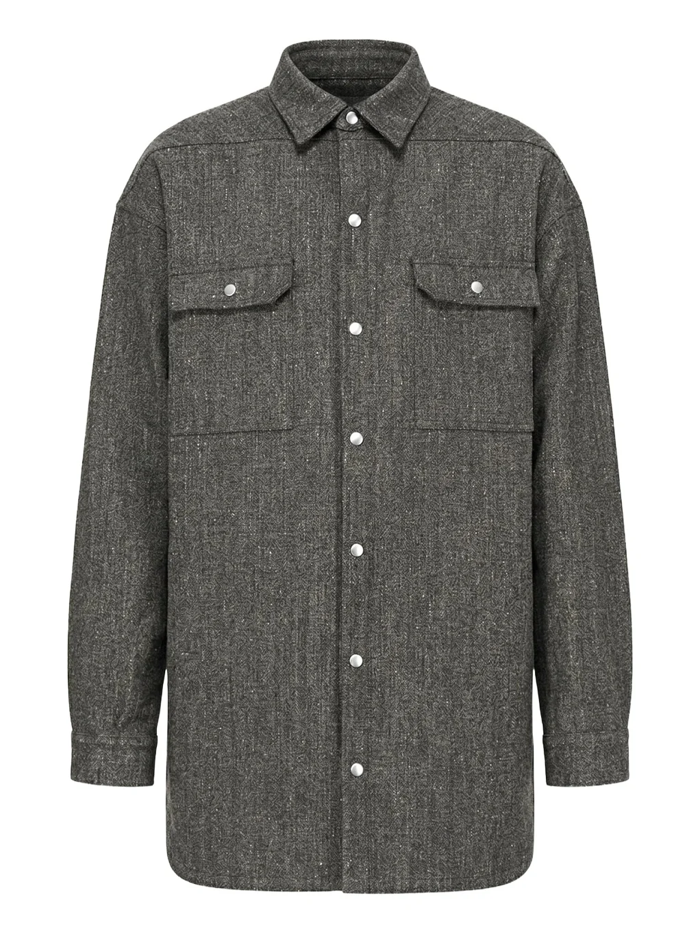Rick Owens Wool-Blend Tweed Oversized Outershirt