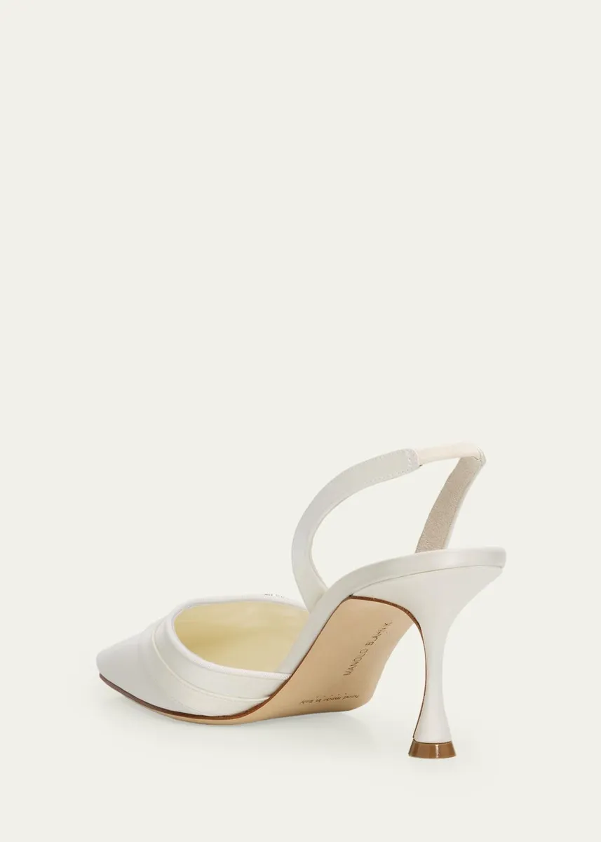 Manolo Blahnik 70mm Zutoslipla Satin Embellished-Buckle Slingback Pumps | Thumbnail 2