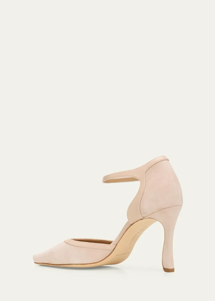 Manolo Blahnik 90mm Verdusan Mixed Leather Ankle-Strap Pumps | Thumbnail 2 Manolo Blahnik 90mm Verdusan Mixed Leather Ankle-Strap Pumps | Thumbnail 2
