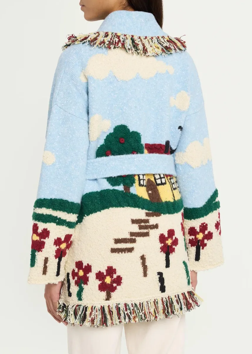 Alanui Casa Double-Jacquard Knit Fringed Wrap Cardigan | Thumbnail 3 Alanui Casa Double-Jacquard Knit Fringed Wrap Cardigan | Thumbnail 3