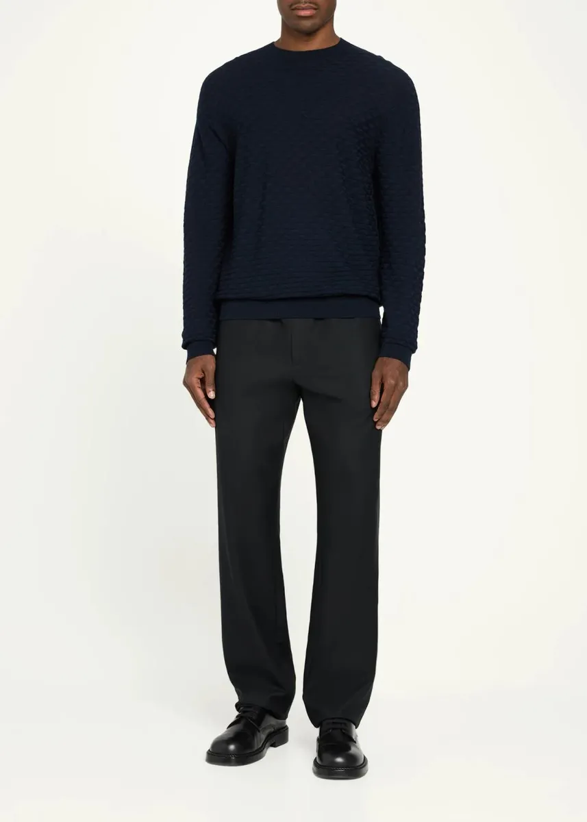 Giorgio Armani Geometric Textured Virgin Wool Crewneck Sweater | Thumbnail 2 Giorgio Armani Geometric Textured Virgin Wool Crewneck Sweater | Thumbnail 2
