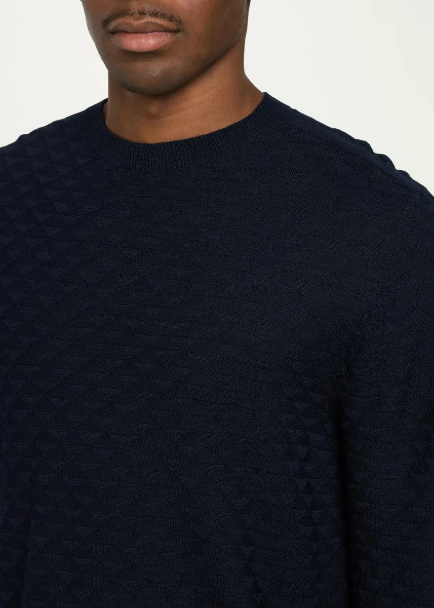 Giorgio Armani Geometric Textured Virgin Wool Crewneck Sweater | Thumbnail 5 Giorgio Armani Geometric Textured Virgin Wool Crewneck Sweater | Thumbnail 5