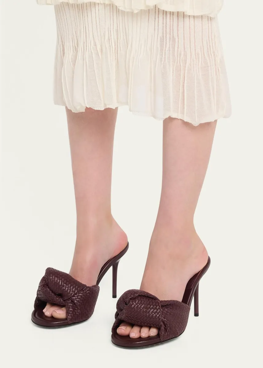 Bottega Veneta 90mm Cherry Intrecciato Leather Mules | Thumbnail 2 Bottega Veneta 90mm Cherry Intrecciato Leather Mules | Thumbnail 2