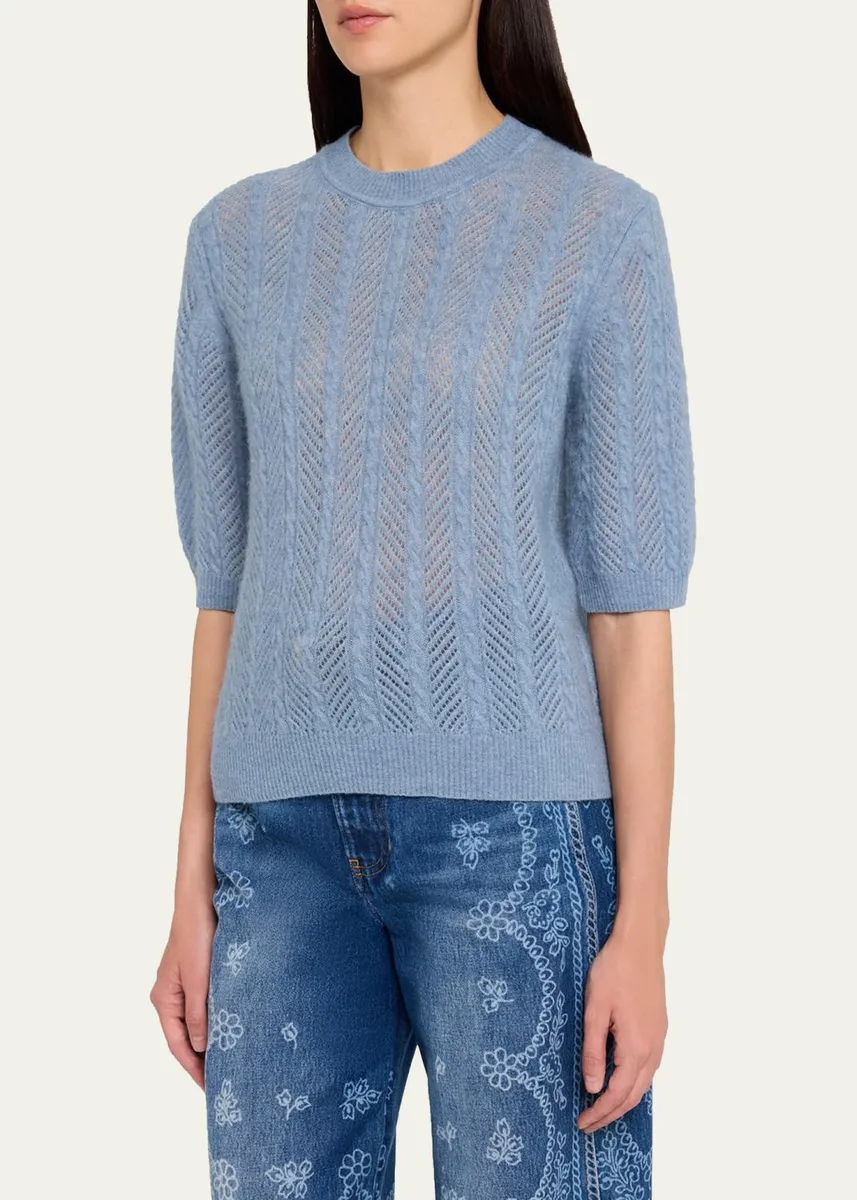 Veronica Beard Shana Cable-Knit Crewneck Sweater | Thumbnail 4 Veronica Beard Shana Cable-Knit Crewneck Sweater | Thumbnail 4