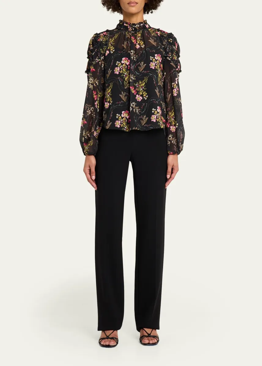 Cinq à Sept Long-Sleeve Love Letter Floral Blouse | Thumbnail 2