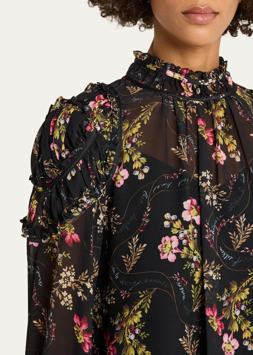 Cinq à Sept Long-Sleeve Love Letter Floral Blouse | Thumbnail 5