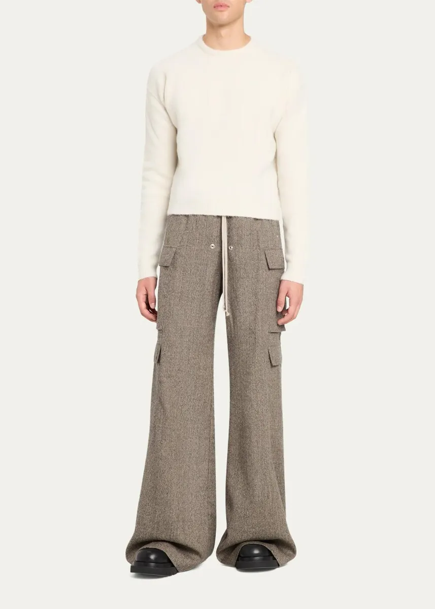Rick Owens Men's Wool-Blend Cropped Crewneck Sweater | Thumbnail 2 Rick Owens Men's Wool-Blend Cropped Crewneck Sweater | Thumbnail 2